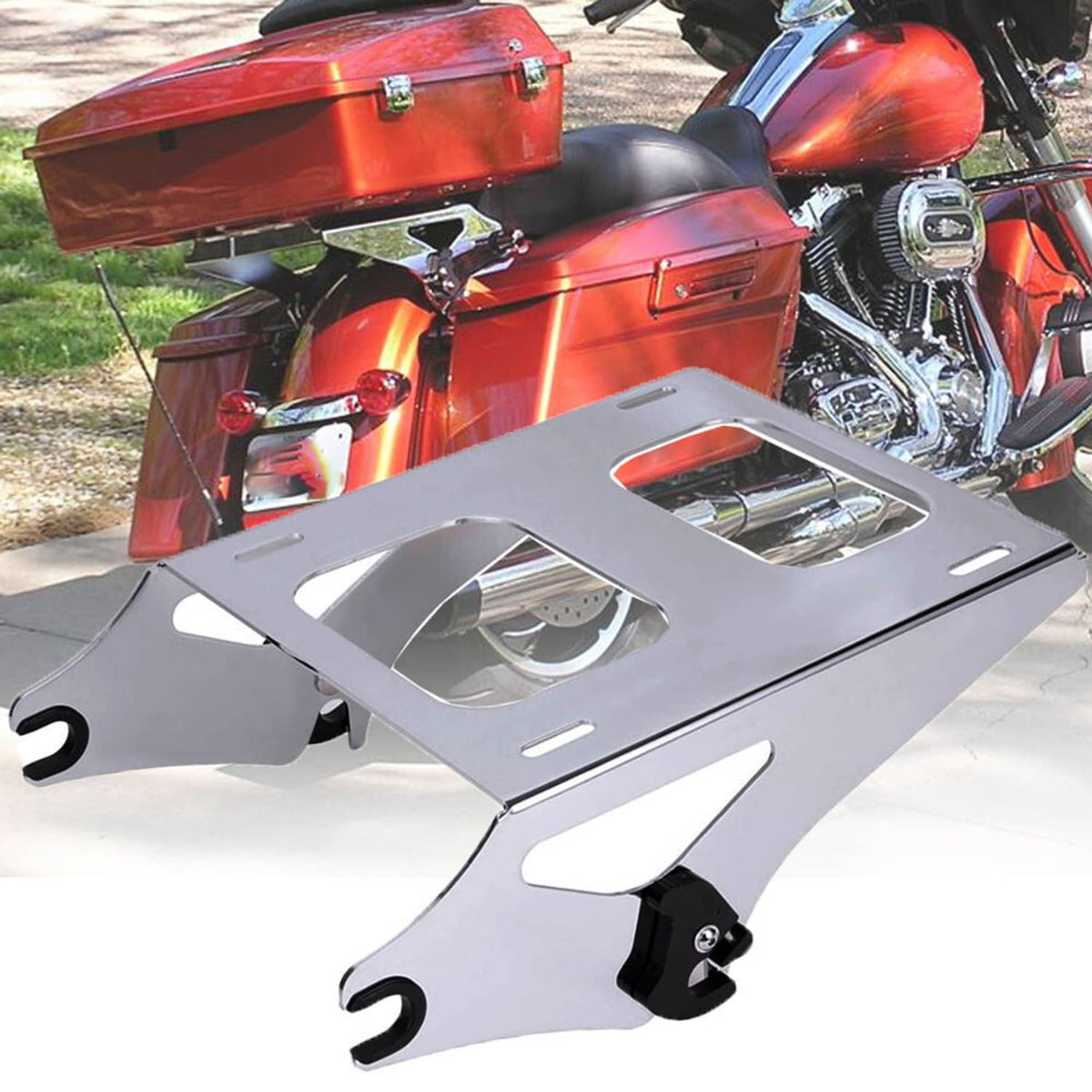 Solidspare Two Up Luggage Pack Trunk Mount Rack Bracket For Harley Touring Road Glide 14-25
