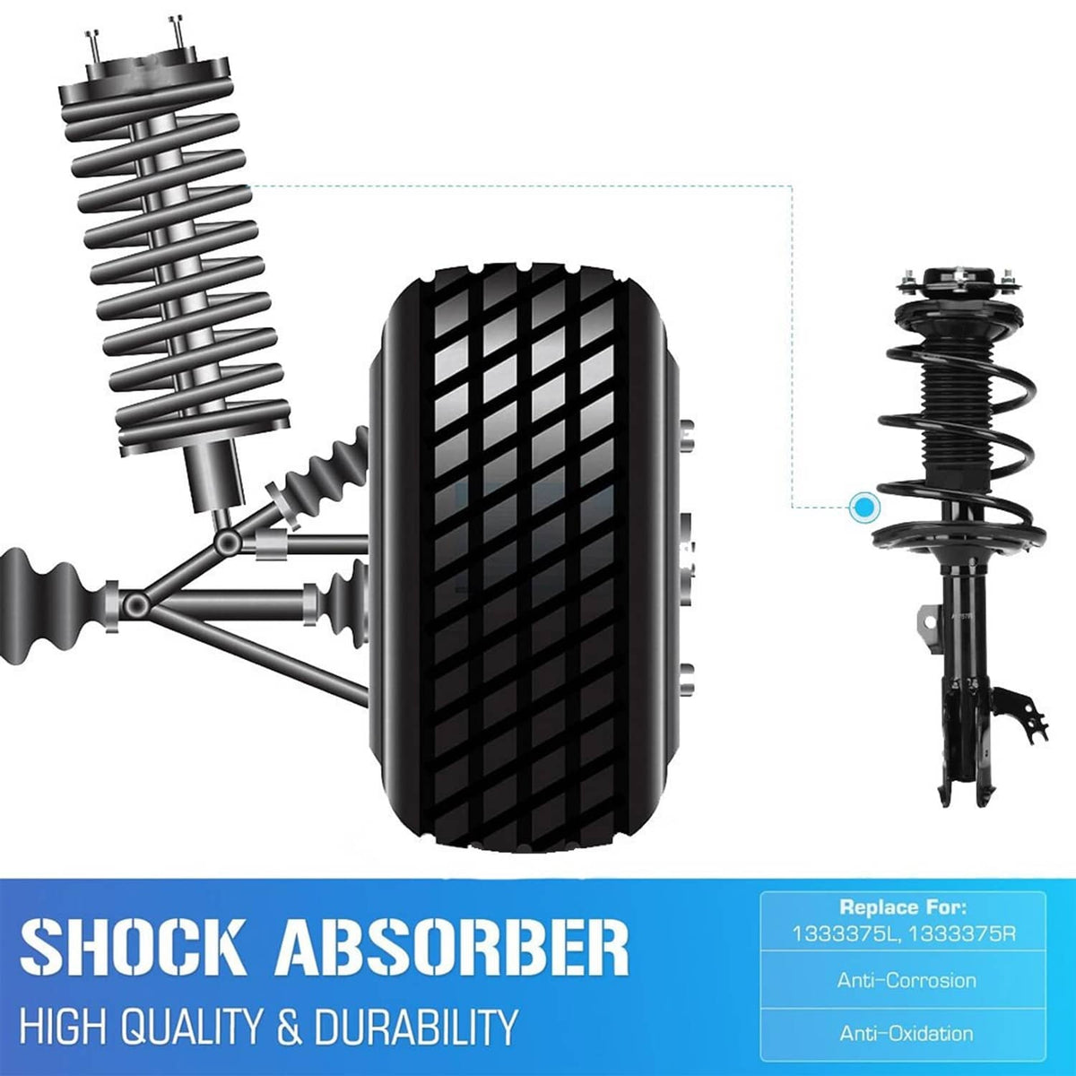 Solidspare 2Pcs Front Complete Struts Shocks Absorbers For 2012-2017 Toyota Camry SE XSE