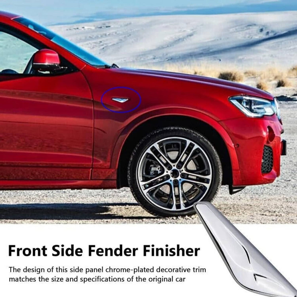 Solid Spare Left + Right Side Fender Chrome Emblem Moulding For BMW X3 F25 X4 F26 2015-2017