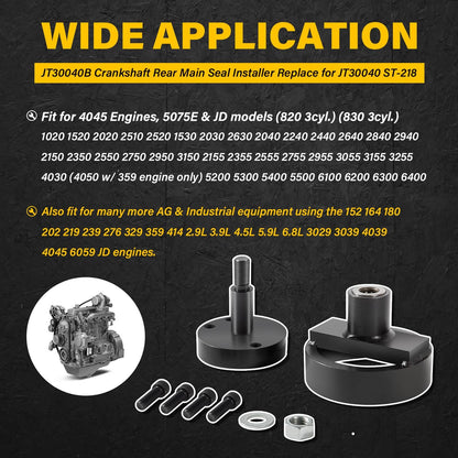 Solidspare JT30040B Rear Main Seal Installer fit for JD 202 219 239 329 359 414 Engines