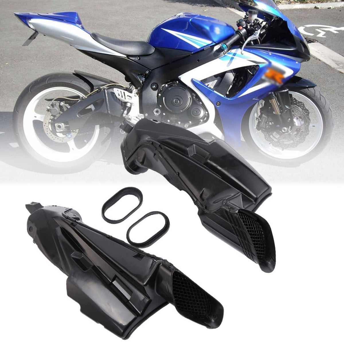 Solidspare 2 Ram Air Intake Tube Duct Cover Fairing Set for Suzuki GSXR600 750 2006-2007