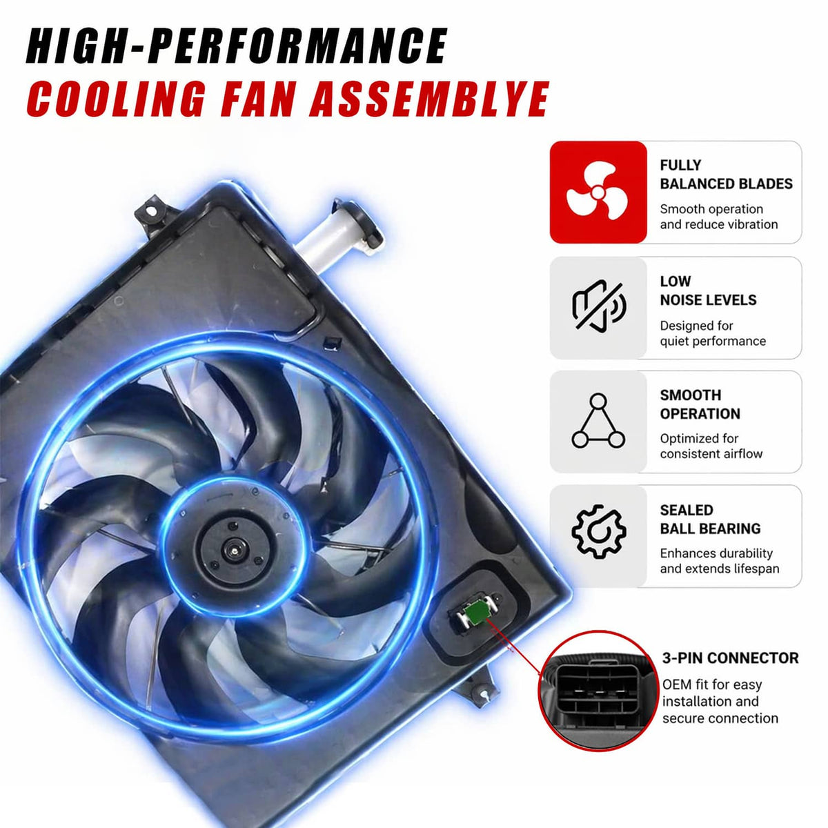 Solidspare Engine Radiator Cooling Fan for 2017-20 Hyundai Elantra 2019-22 Kia Forte 2.0L