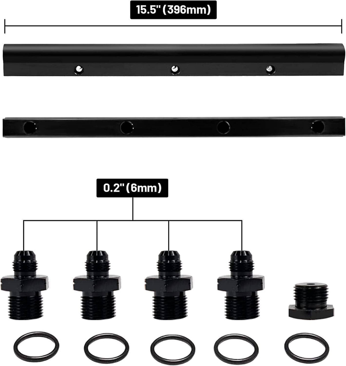Solidspare Black Billet Fuel Rail Kit Intake Manifold & Hardware for LS LS1 LS2 LS3 LS6 New