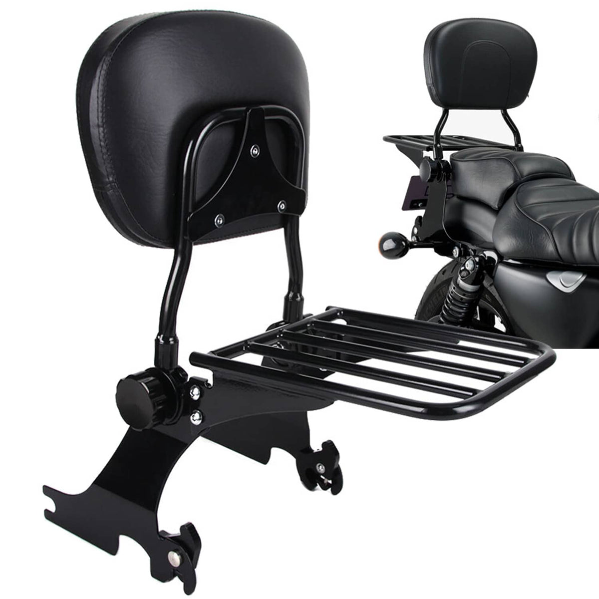 Solidspare For Harley Sportster 883 XL 1200 Custom 94-03 Backrest Sissy Bar & Luggage Rack