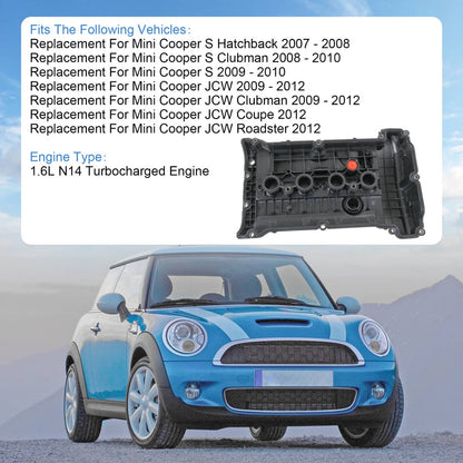 Solidspare VALVE COVER WITH GASKET FOR 2007-2012 MINI COOPER S/JCW R55 R56 R57 R60 1.6L N14