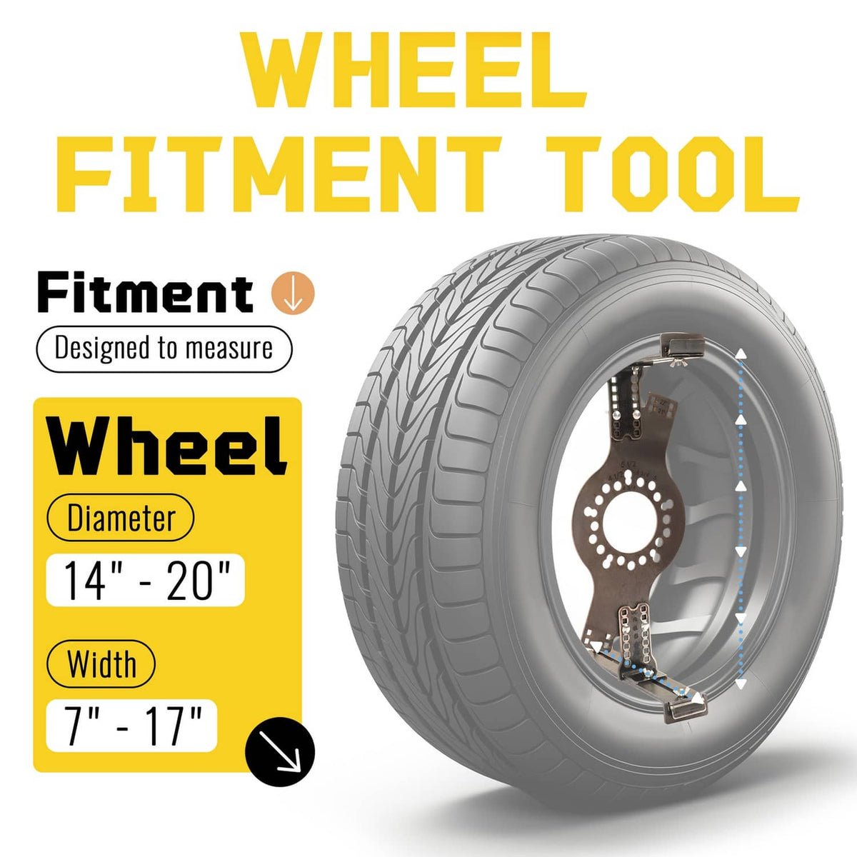 Solid Spare 14"-22" Wheel Fitment Simulator Tool Tire Test Size For Measuring Mockup 5-Lug