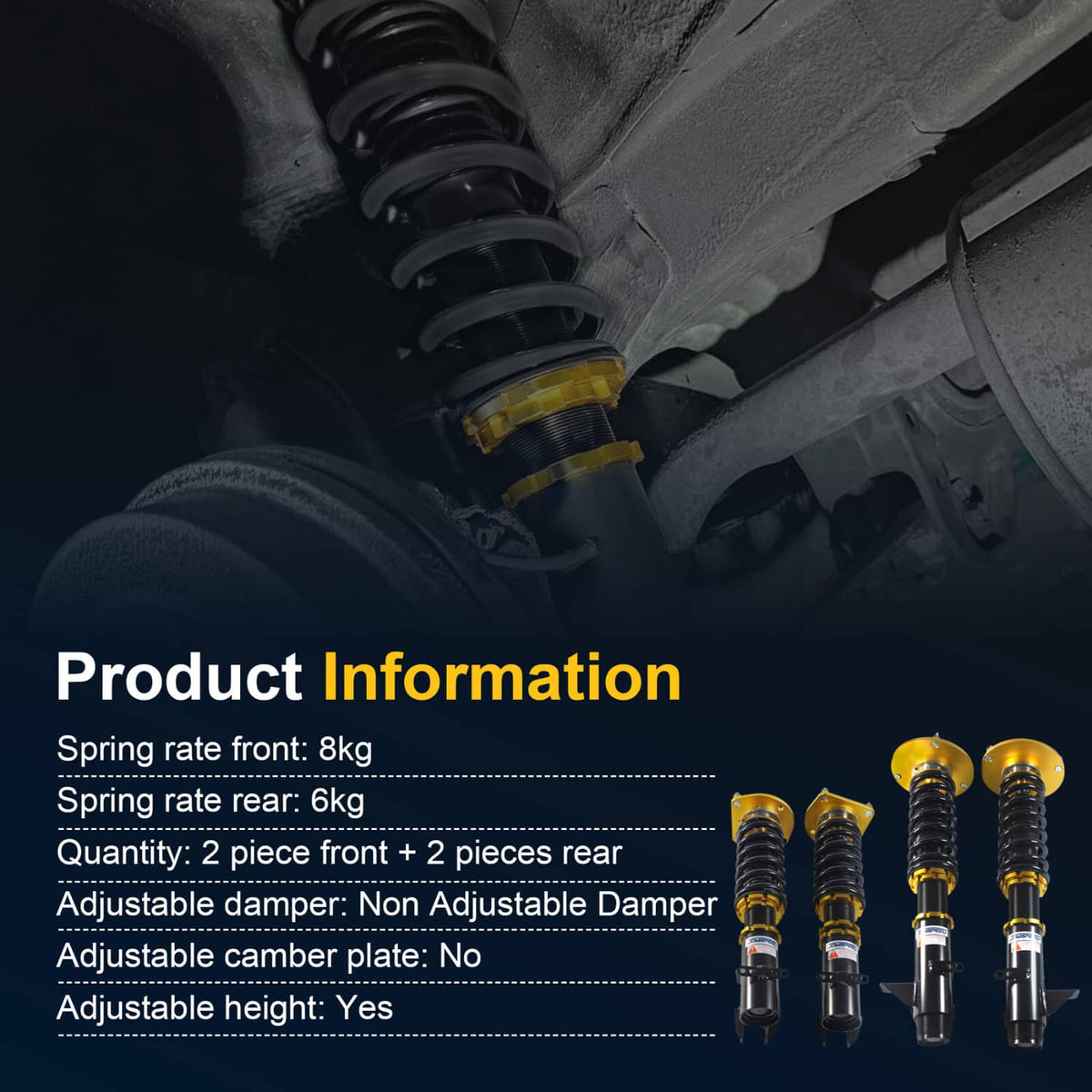 Solidspare Coilovers for 03-05 Dodge Neon SRT-4 2.4L Shocks Absorber Coil Spring Adj Height