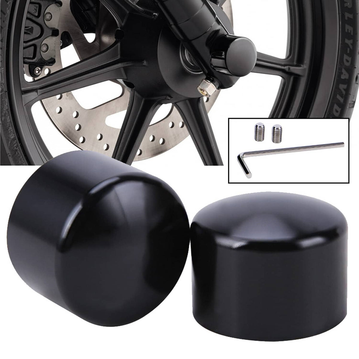 Solidspare Black Front Axle Cap Nut Covers Fit for Harley Touring Street Road Glide King US