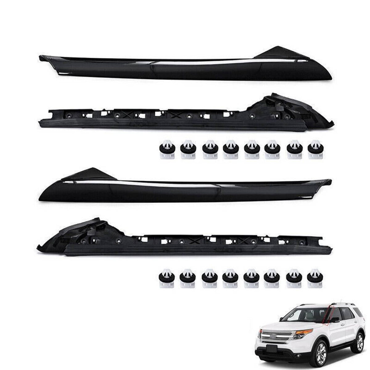 Solidspare Set For 2011-2019 Ford Explorer Left Right Side Windshield A-Pillar Molding Trim