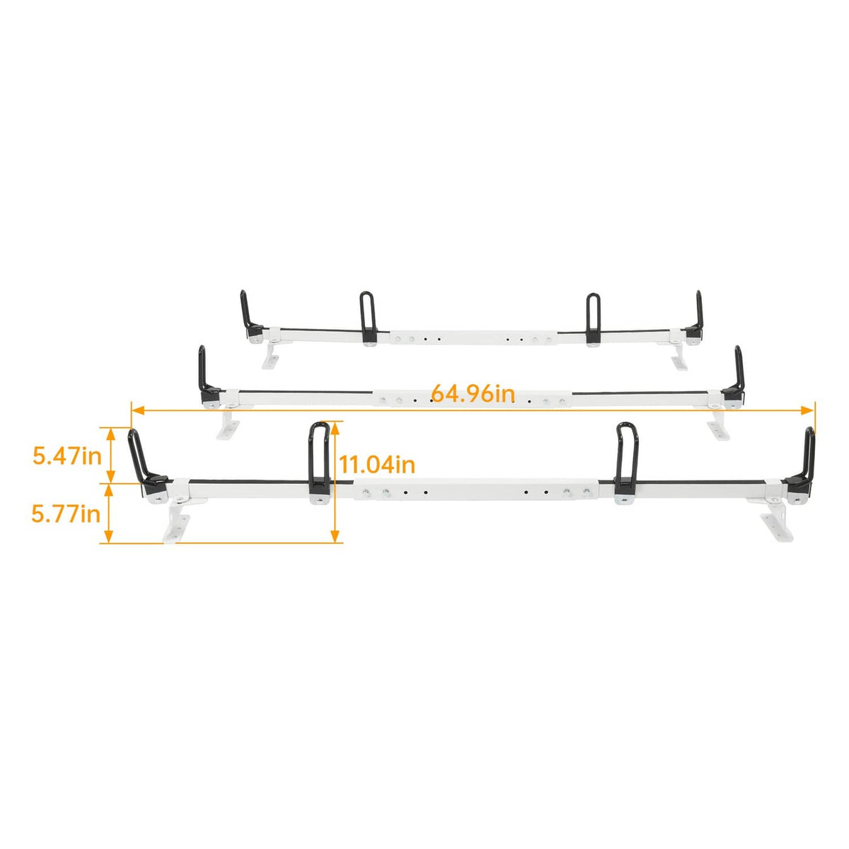 Solid Spare 3-Bars Cargo Van High Ladder Roof Rack For Nissan NV 1500 2500 3500 750 lbs