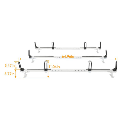 Solid Spare 3-Bars Cargo Van High Ladder Roof Rack For Nissan NV 1500 2500 3500 750 lbs