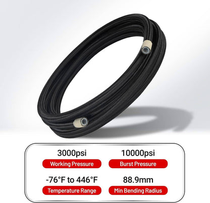 Solidspare 20FT 6AN 3/8" E85 PTFE LS Swap EFI Fuel Line Fitting Nylon Braided Fuel Kit