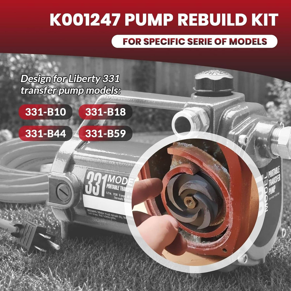 Solidspare K001247 Transfer Pump Rebuild Kit for Liberty 331 Series 331-B10, 331-B18