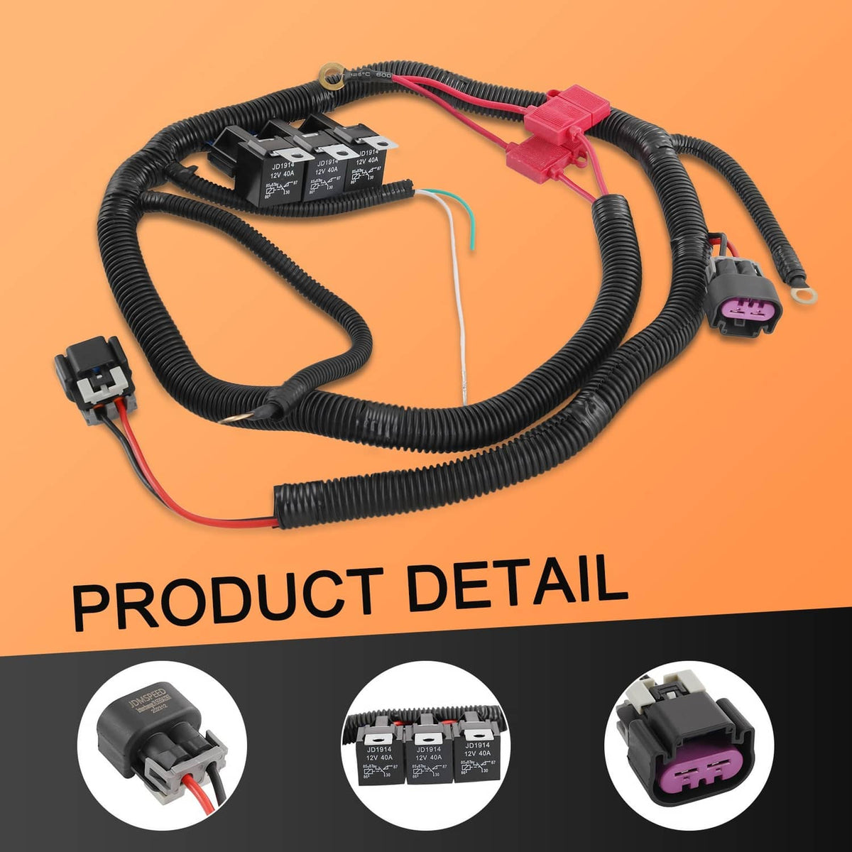 Solidspare 7L5533A226T Dual Electric Fan Upgrade Wiring Harness Kit for GM 1999-2006 ECU