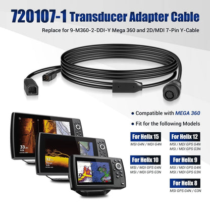 Solidspare 720107-1 Transducer Adapter Cable 10ft. Replace 9-M360-2-DDI-Y Mega 360 & 2D/MDI