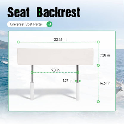 Solidspare For Universal Boat Seat Backrest W/Folding Arms Leaning Post White + Silvery