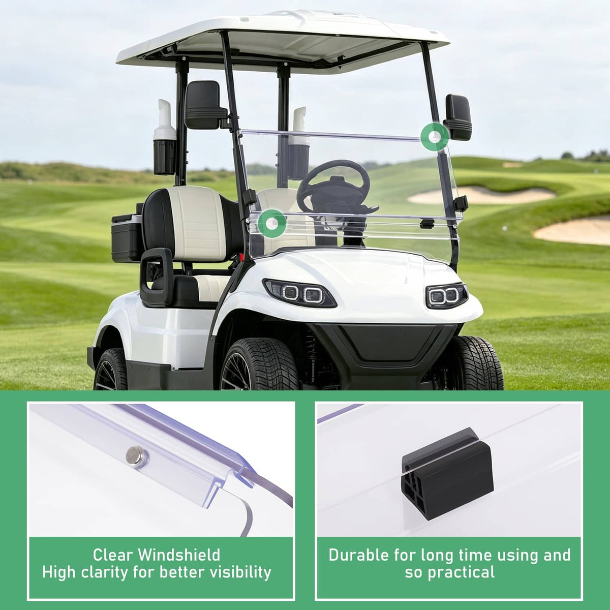 Solidspare Folding Windshield Windscreen For ICON I20 I40 I60 I20L I40L I60L Golf Cart