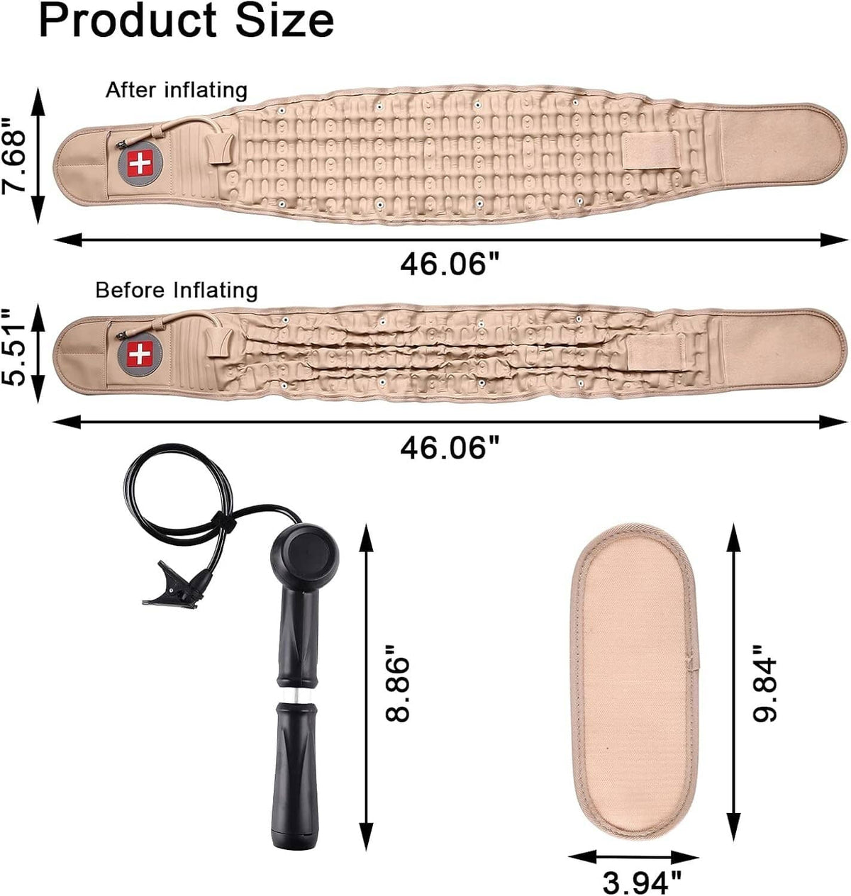 Solid Spare Decompression Back Brace Lumbar Belt Spinal Support & Extender Belt Air Traction