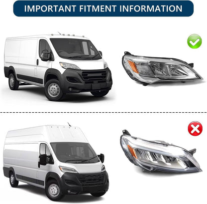Solidspare Left+Right Side Headlight Halogen For 2023-2026 Dodge Ram Promaster 1500 2500