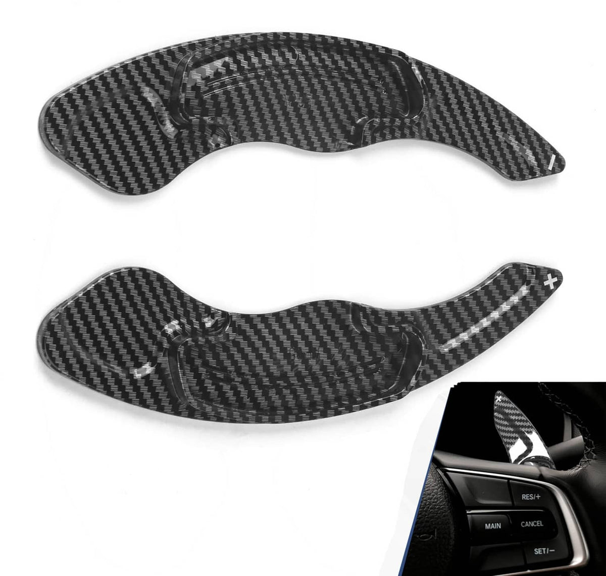 Solidspare Twill-Weave "Carbon" Style Steering Wheel Paddle Shift For Honda Accord Civic TL
