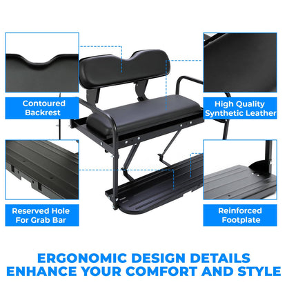 Solidspare For Yamaha G14-G22 Golf Cart Rear Seat Kit For G16 G19 G20 G21 Black Cushion