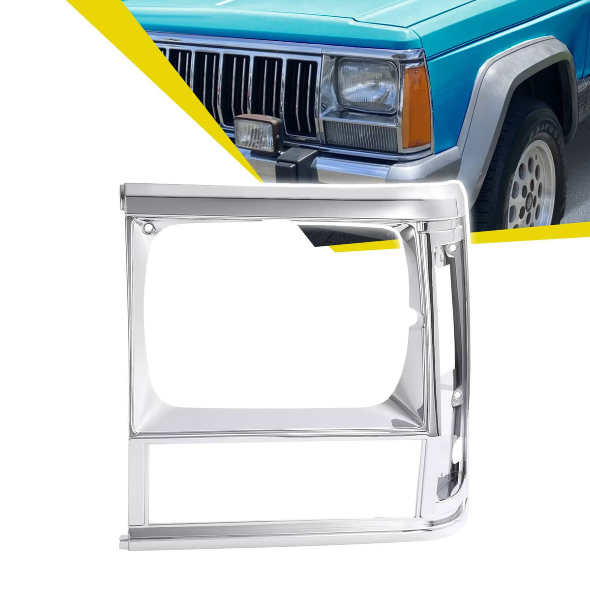 Solid Spare Chrome Left Headlight Door Bezel Trim For Jeep Cherokee 1991-1996 Comanche 91-92