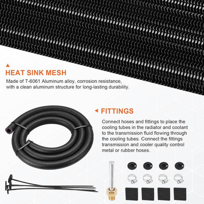 Solidspare 10 Rows Remote Transmission Oil Cooler Radiator Converter Kit Aluminum Universal