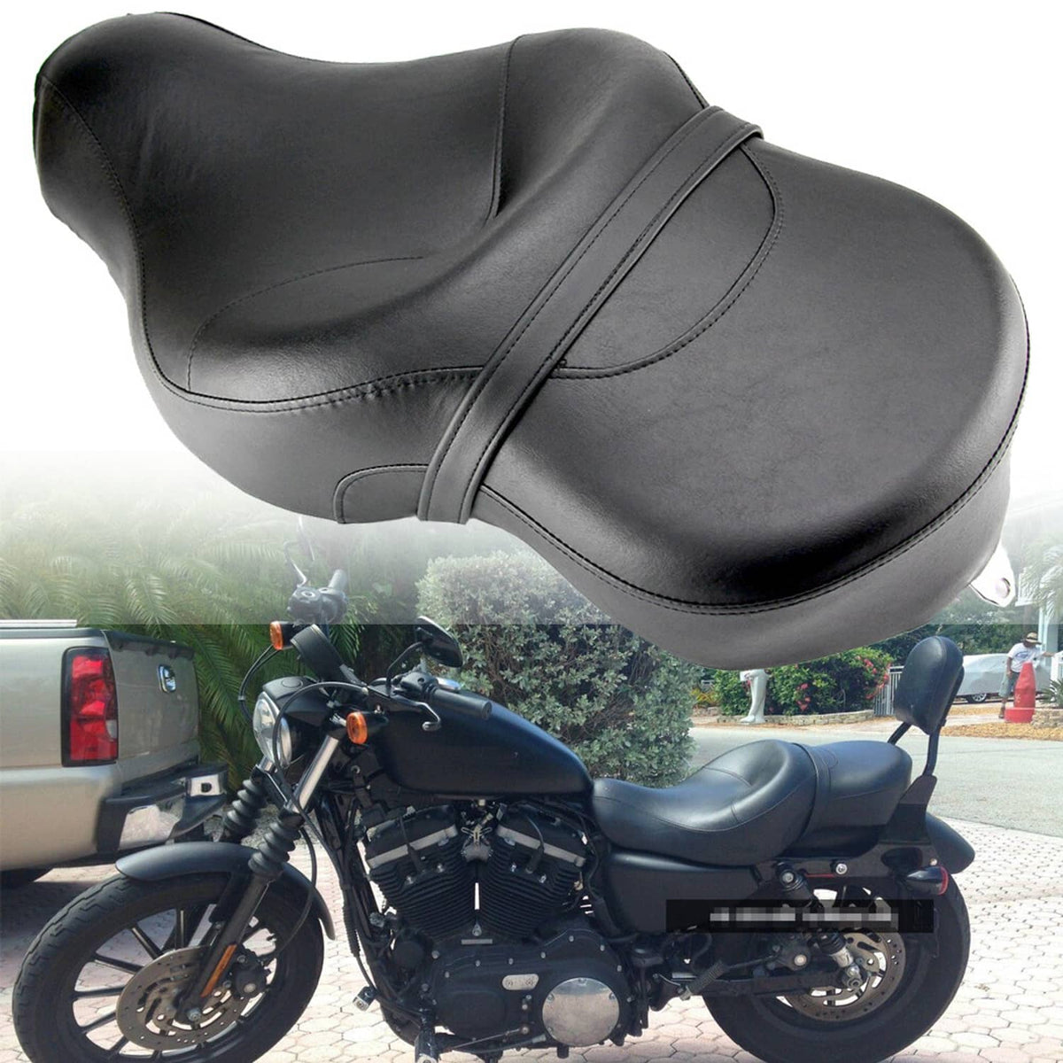 Solidspare For Harley Sportster XL Iron 883 1200 Custom Driver Rider Passenger Seat Two-up