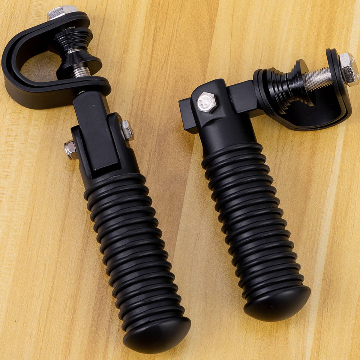 Solidspare Motorcycle U-Clamp Foot Pegs Rests 1"~1-1/4" Highway Engine Crash Bar For Honda