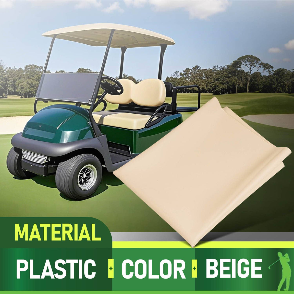 Solidspare For Club Car Precedent 2004-up Golf Cart Front Seat Cover Beige Seat Bottom