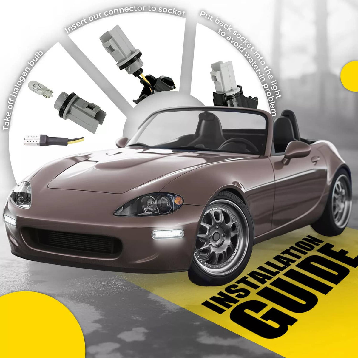 Solid Spare Clear Front + Rear LED Side Marker Light For Mazda Miata MX-5 1990-2005 4PCS NEW