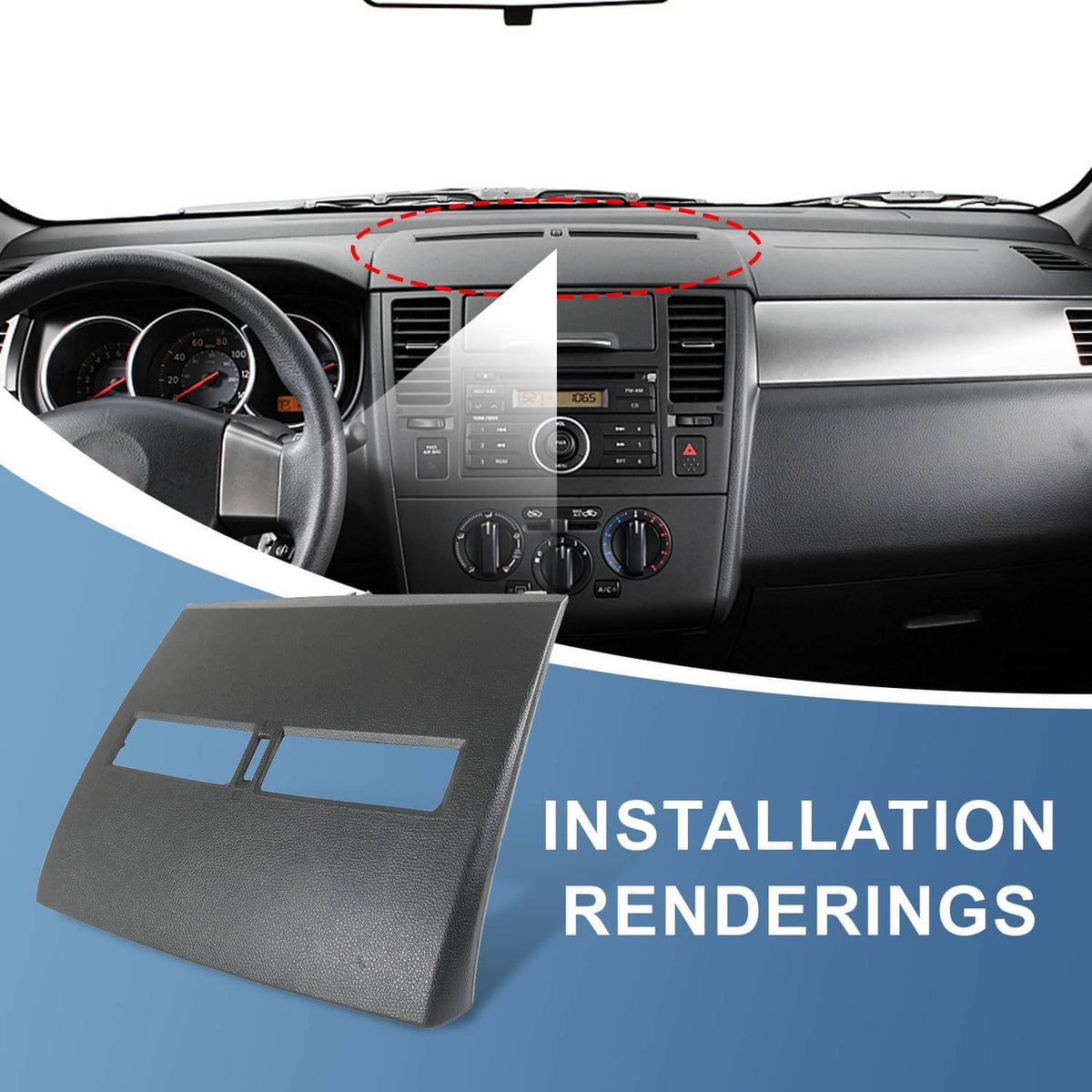 Solidspare Center Dash Console Instrument Panel Cluster Lid Bezel For Nissan Versa 2007-12