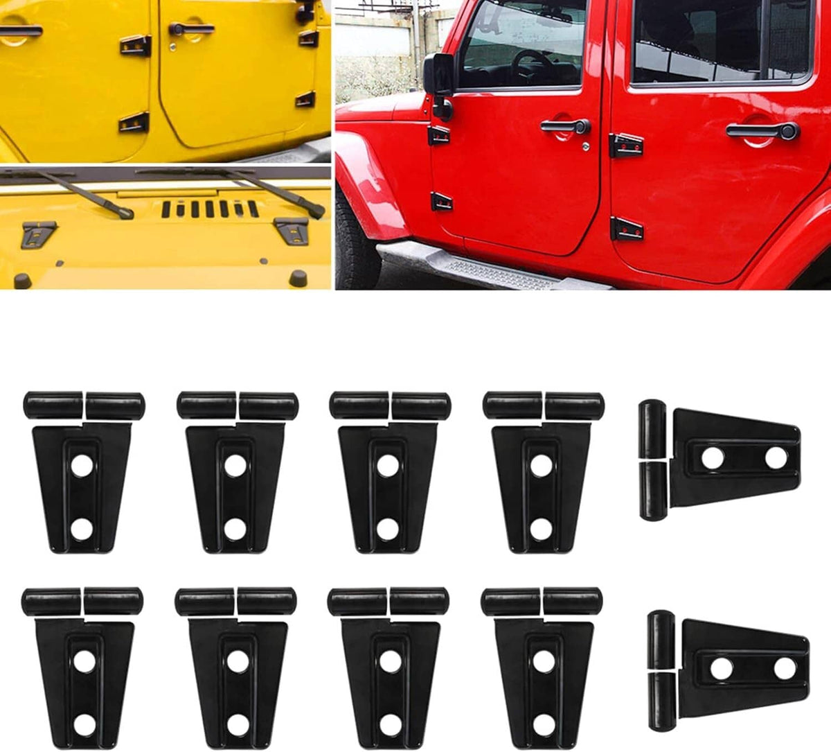 Solid Spare Exterior Door Hinge Cover & Hood Hinge Trim for Jeep Wrangler JK JKU 2007-2017
