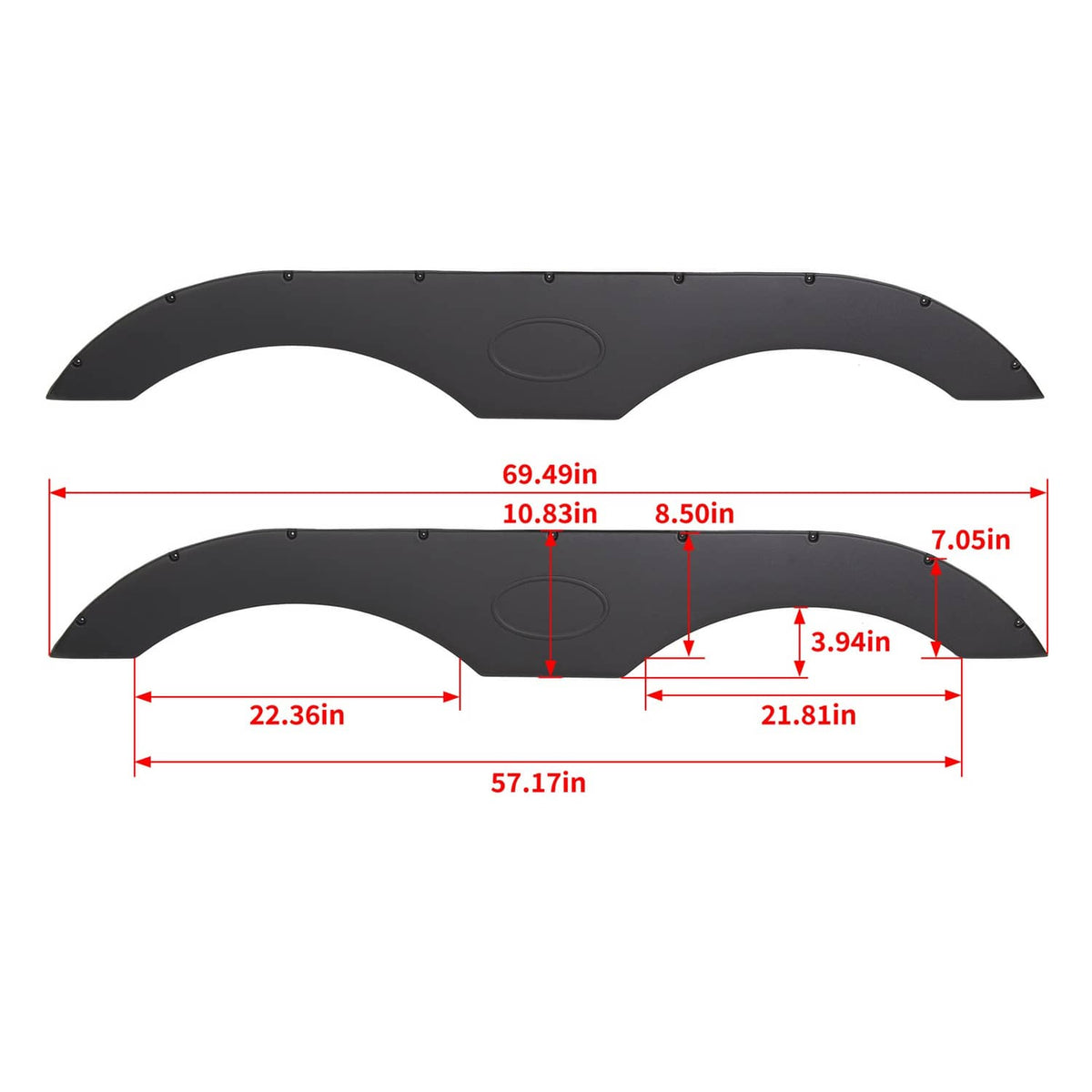 Solidspare 2Pcs Tandem Pair Black Trailer Fender Skirt For RVs Campers And Trailers Set
