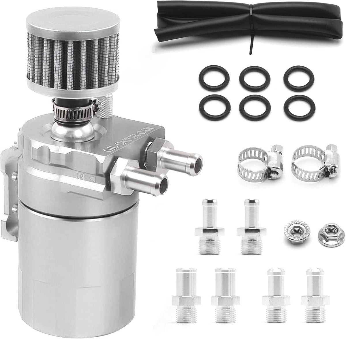 Solidspare Oil Catch Can Kit Reservoir Baffled Tank w/ Breather Filter Universal Aluminum