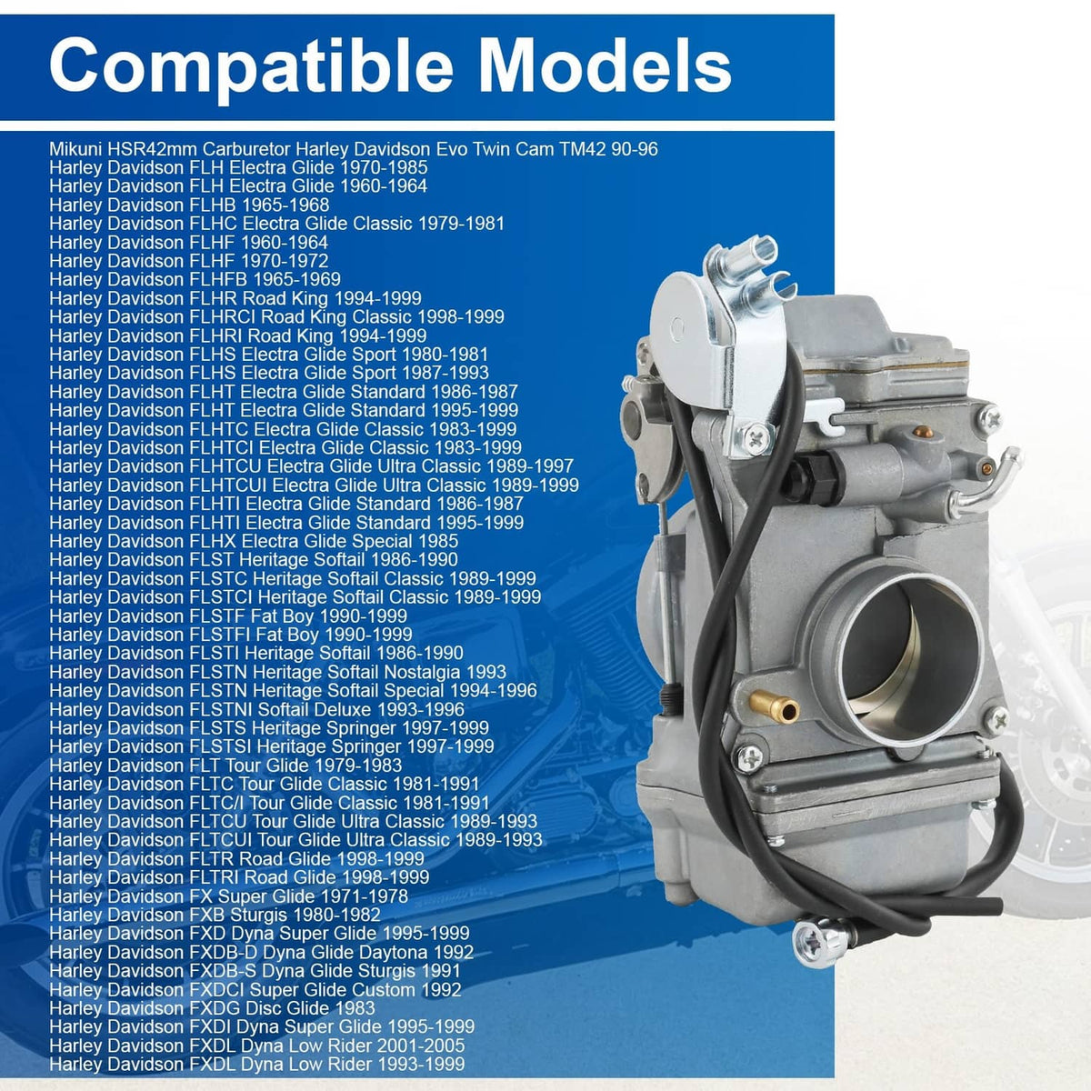 Solidspare Carburetor for 42mm Harley HSR42 Evo Evolution Twin Cam TM42 Carb