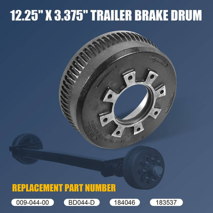 Solidspare Brake Drum 10,000 GD Trailer Axle 12-1/4 x 3-3/8" For Dexter 9-44 & LCI Lippert