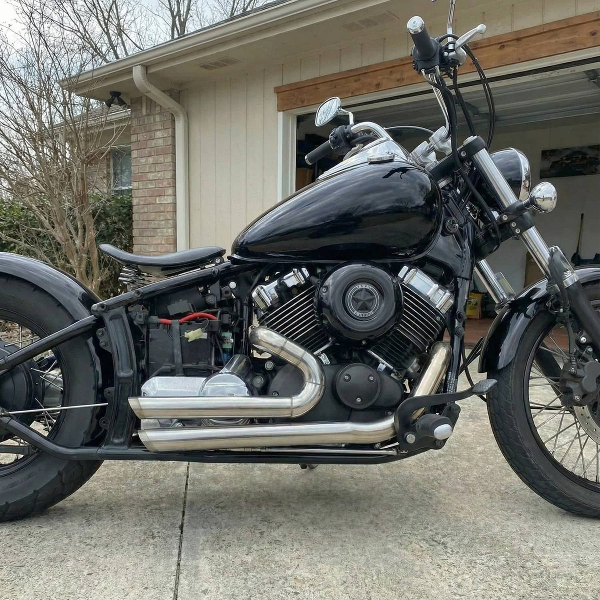 Solidspare Shortshots Staggered Exhaust Pipes Chrome For Yamaha V Star 650 XVS650 Dragstar