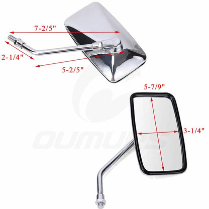 Solidspare Chrome Rectangle Rearview Side Mirrors For Honda Magna 250 VF 750C 500C 1000 US