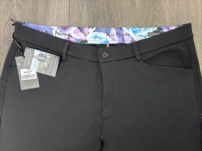Au Noir Pants Mens 38 Black Magnum Sophisticated Slack Straight Leg Flex Stretch