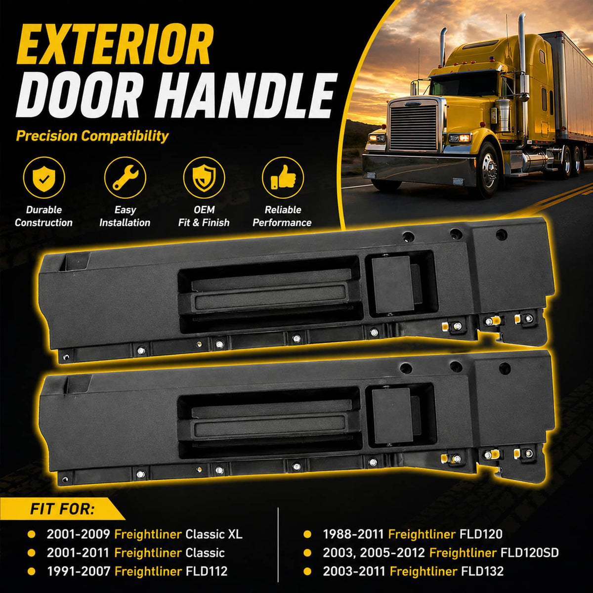 Solidspare New Front Interior Door Handles Left & Right for Freightliner FLD120 FLD120SD