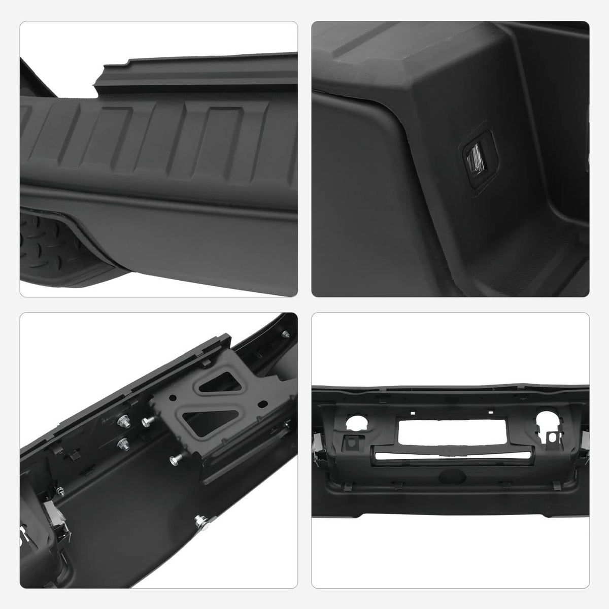 Solidspare Black Rear Step Bumper without Sensor Hole For 14-18 Chevy Silverado Sierra 1500