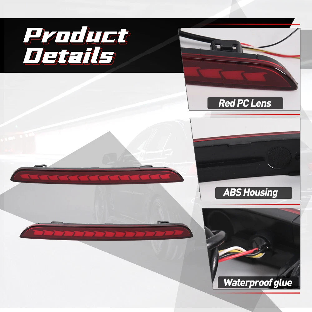 For Honda Civic Sedan 2022-2025 LED Rear Bumper Reflector Light Fog Lamps Red