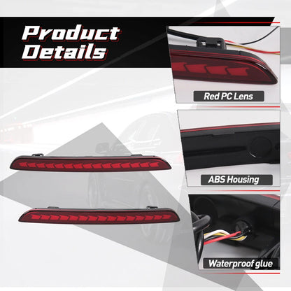 For Honda Civic Sedan 2022-2025 LED Rear Bumper Reflector Light Fog Lamps Red