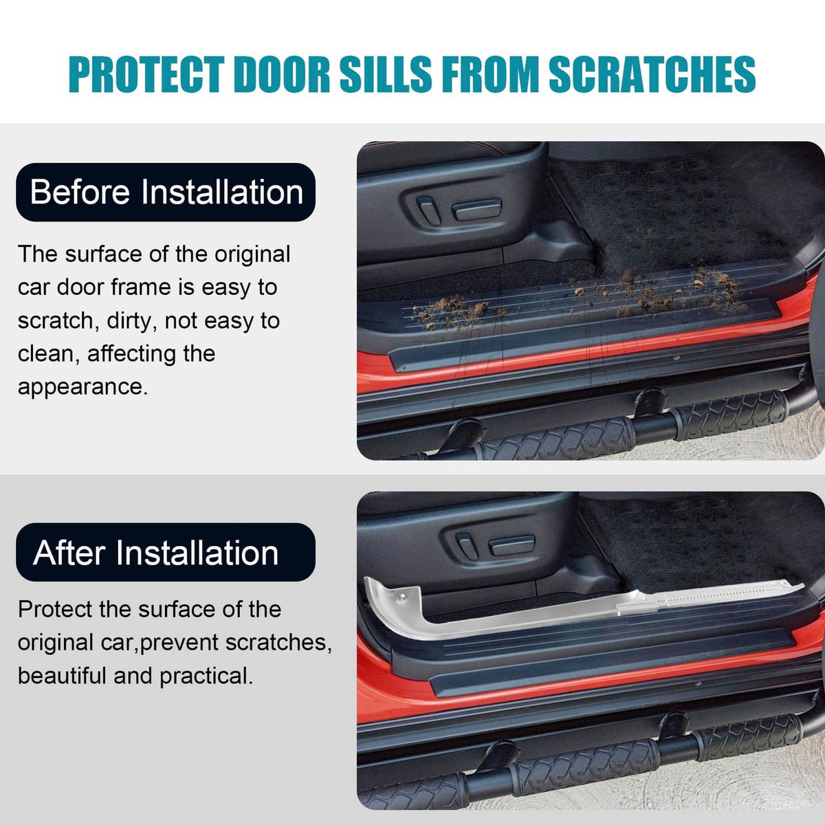 Solidspare Door Sill Protector Kit For 1978–1991 Chevy GMC C/K R/V Series Pickup Aluminum