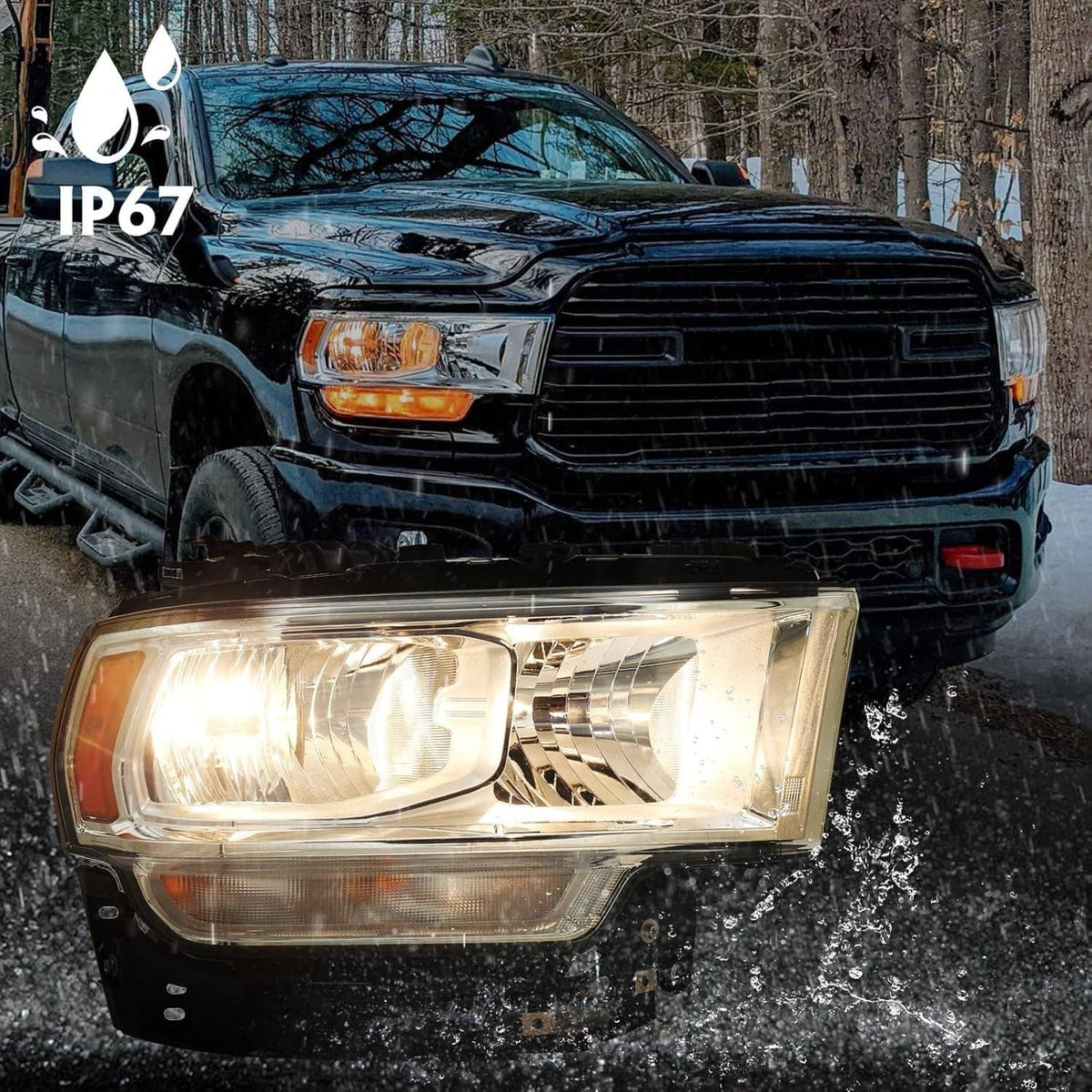 Solidspare For 2019-2024 Ram 2500 3500 Halogen Chrome Headlight Assy Right Passenger Side