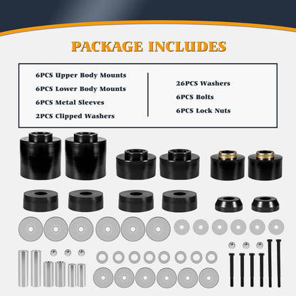 Solid Spare For 1980-1998 Ford F150 F250 F350 2WD 4WD 4.4123R Body Mount Bushing Set Kit