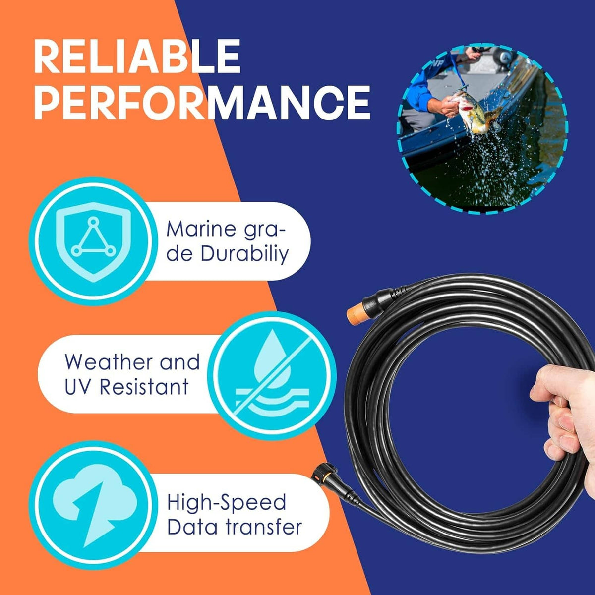 Solidspare Replacement for Garmin 010-11617-42 Transducer Extension Cable - 30' (12 Pin)
