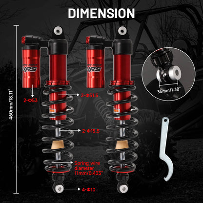Solidspare Stage 4 Front Shocks Absorbers Kit Adjustable For Polaris Ranger 570 900 1000