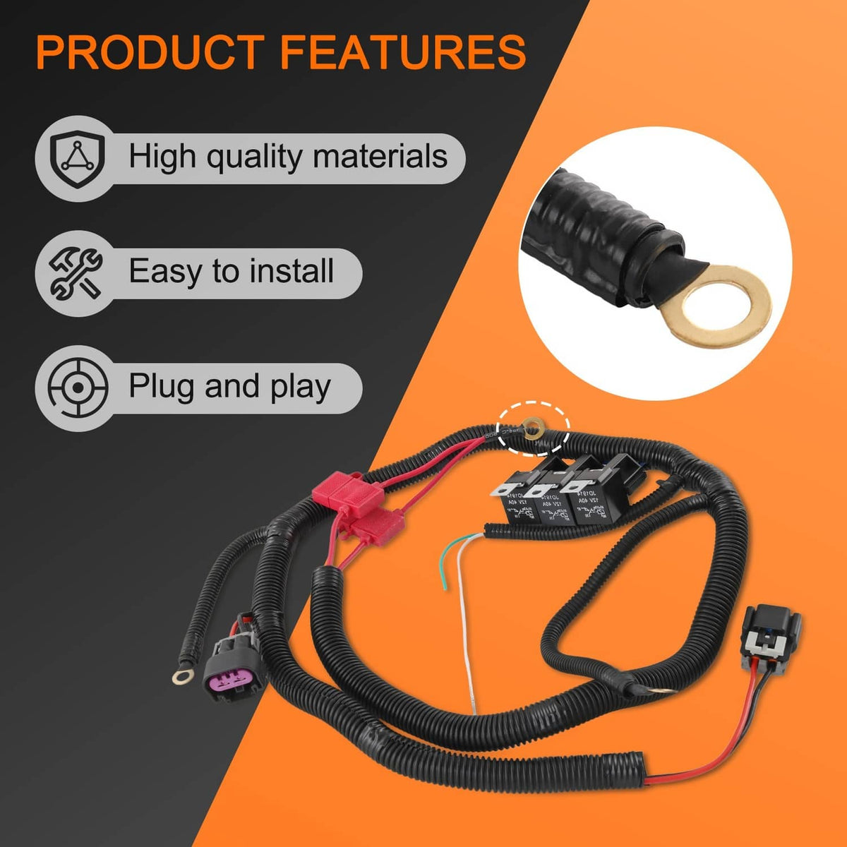 Solidspare 7L5533A226T Dual Electric Fan Upgrade Wiring Harness Kit for GM 1999-2006 ECU